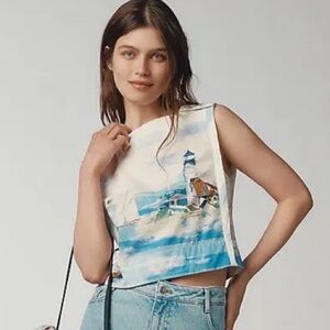 Anthropologie Maeve Blue and White Nautical women’s top